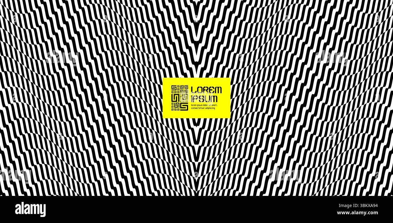 Pattern with optical illusion. Black and white design. Abstract striped background. Vector illustration. Stock Vector
