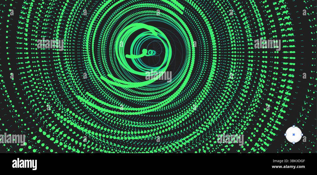 Array with dynamic particles. Swirl with connected dots. Abstract science or technology background. 3d vector illustration. Stock Vector