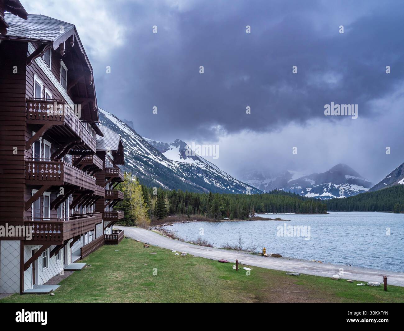 Many Glacier Lodge, Glacier National Park, Montana. Stock Photo