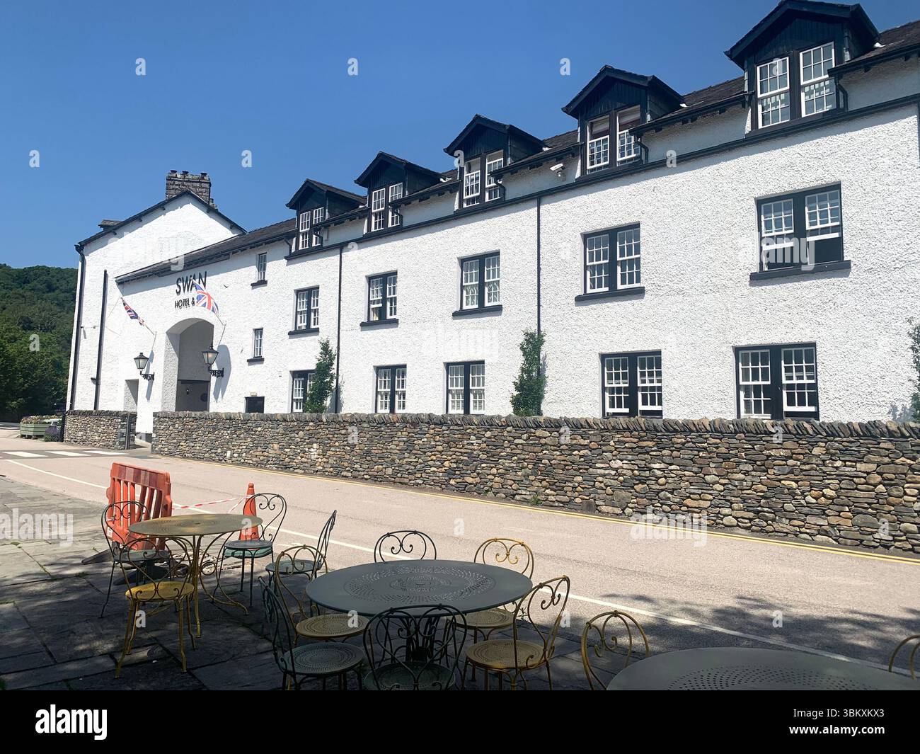Ulverston Newby Bridge Lakeside lake district Swan Hotel  River Leven Lake Windermere Ambleside water lake sports sport boats boat Cumbria people UK - Smartphone Captured Stock Image