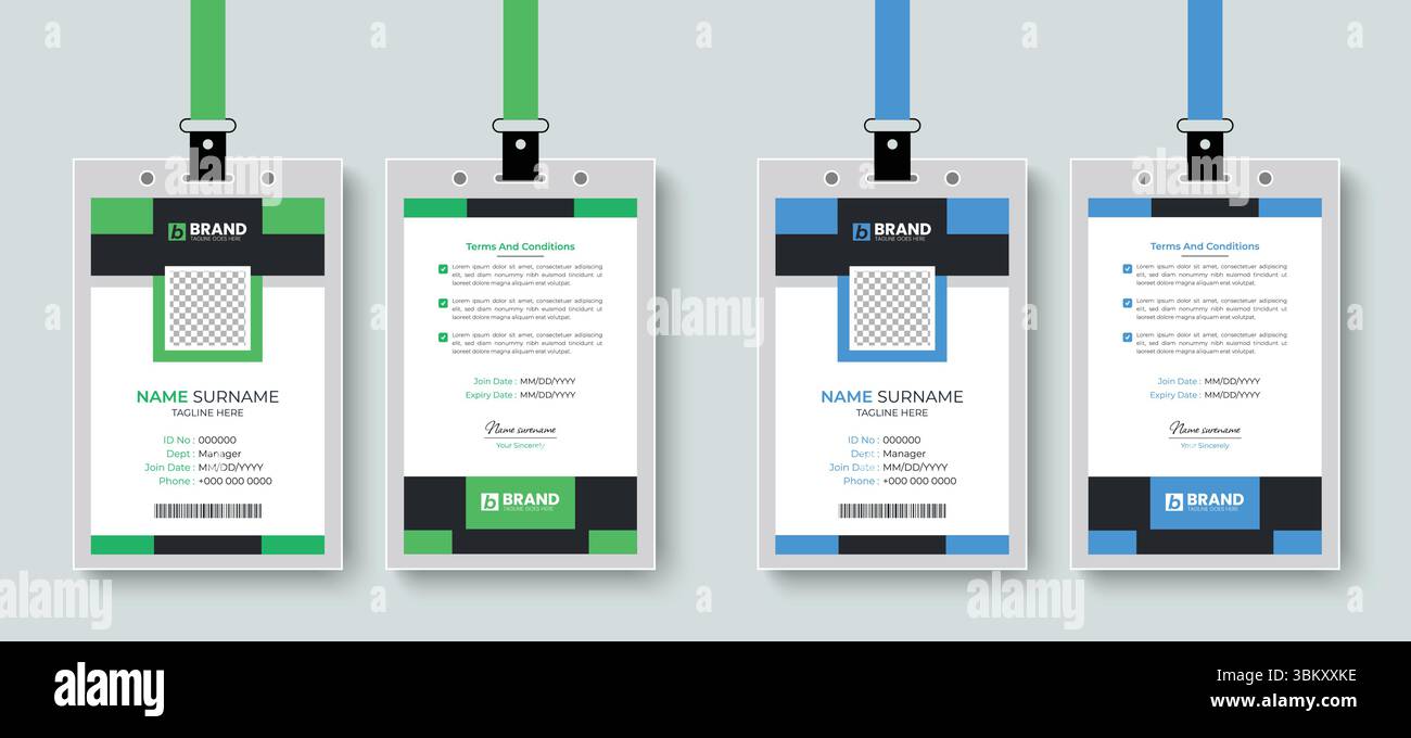 Modern corporate creative and minimal employee id card or identity card design layout. Template design for business company identity card, id card Stock Vector