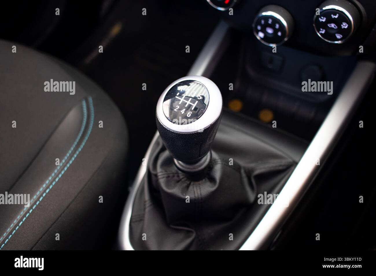 Manual transmission of passenger vehicle. Stock Photo