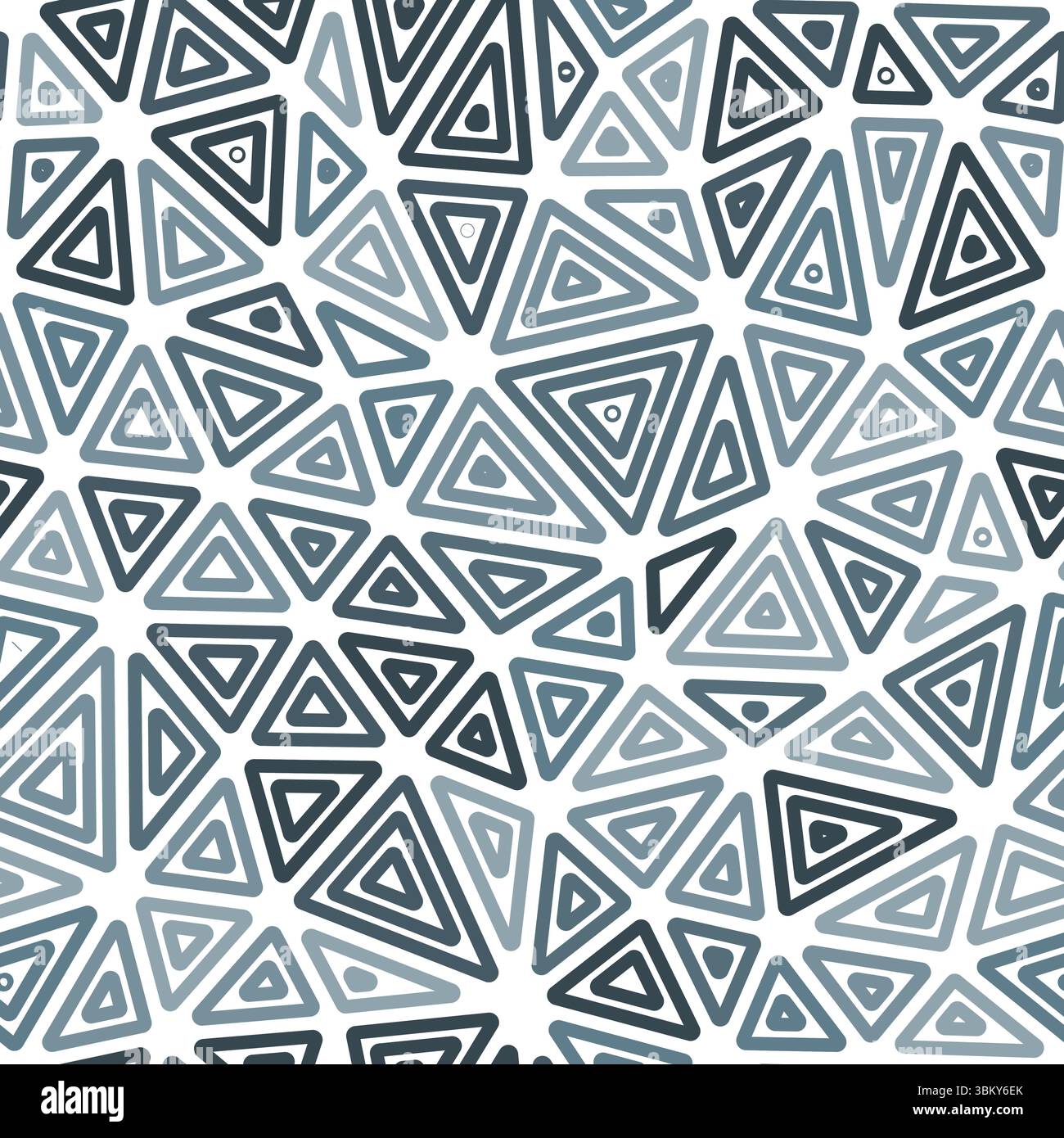 Pattern of triangle shapes. Multiple repeated inner triangles. Medium triangles size. Monotone style. Seamless pattern. Amazing vector tiles. Stock Vector