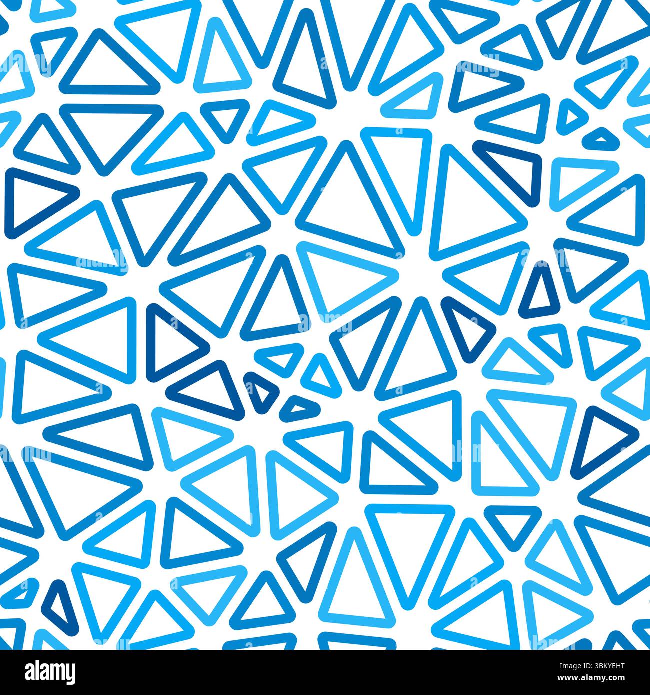 Tileable abstract background. Medium triangle size. Mono-tone style. Rounded triangles outlined. Repeatable pattern. Blue ocean depths. Stock Vector