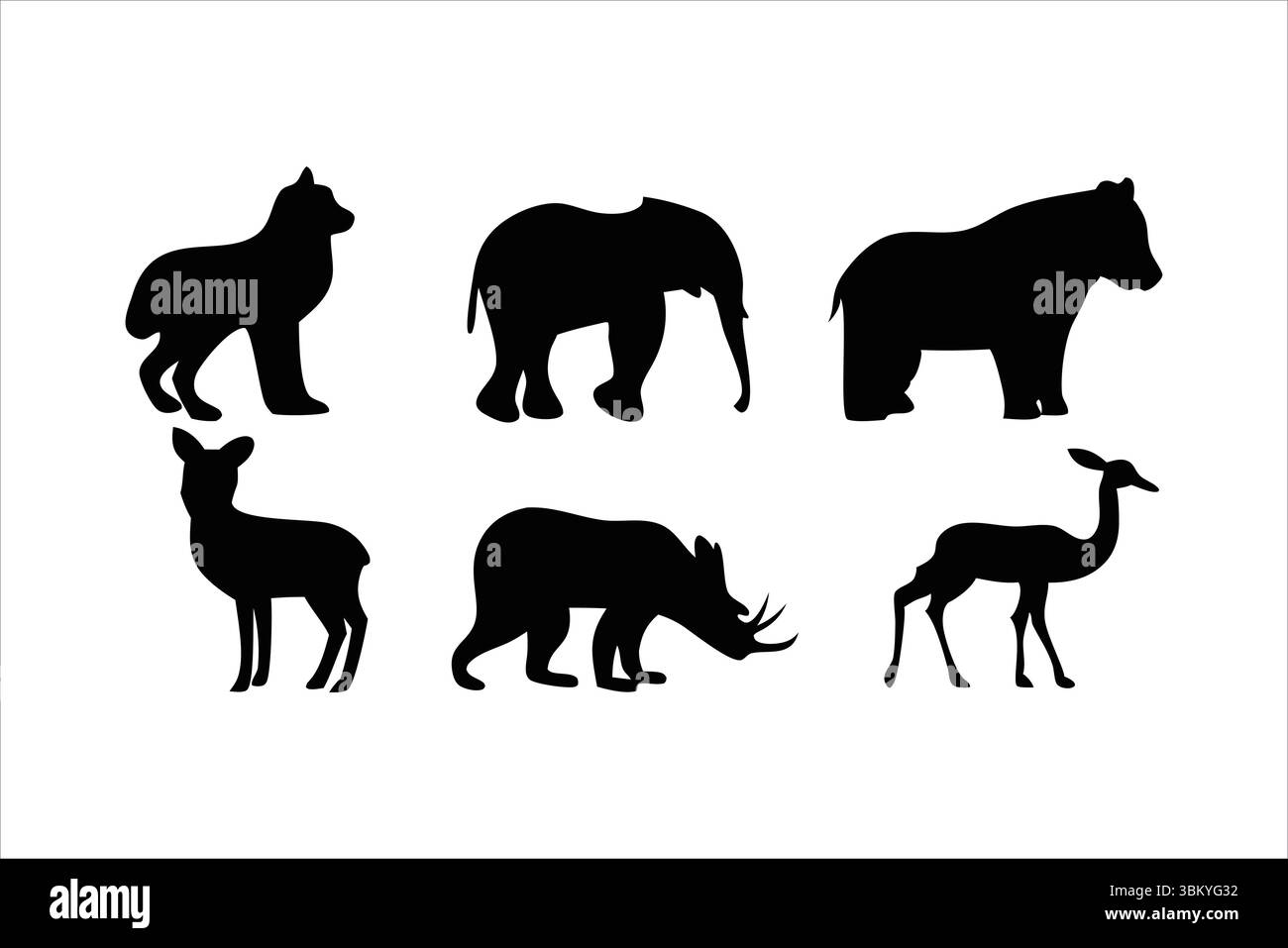 Wild Animal Silhouettes Collection - Safari and Forest Animals Vector ...