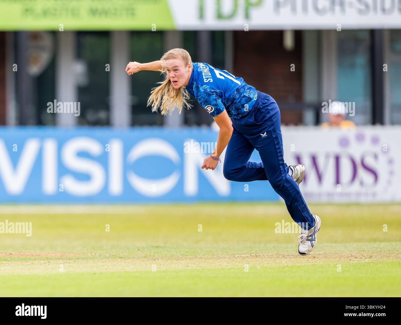 Alexa Stonehouse bowling for England in a Women’s One Day Series tour match between England A and New Zealand A Stock Photo