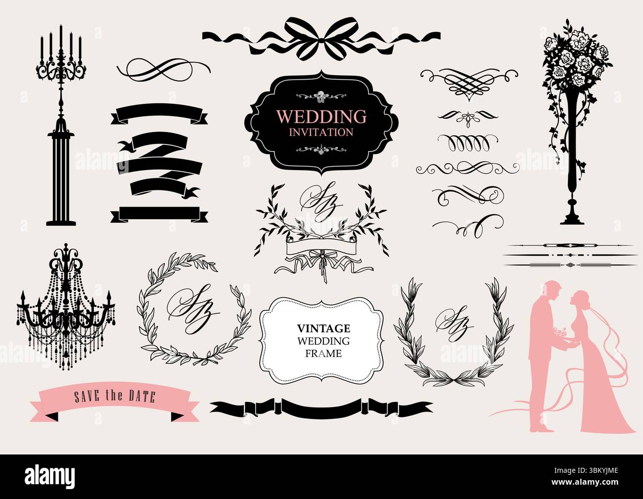 Wedding design elements set Stock Vector Image & Art - Alamy