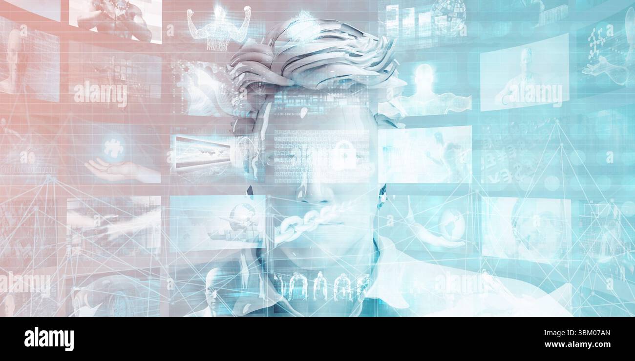 Virtual Data Technology with Backup Information Art Stock Photo