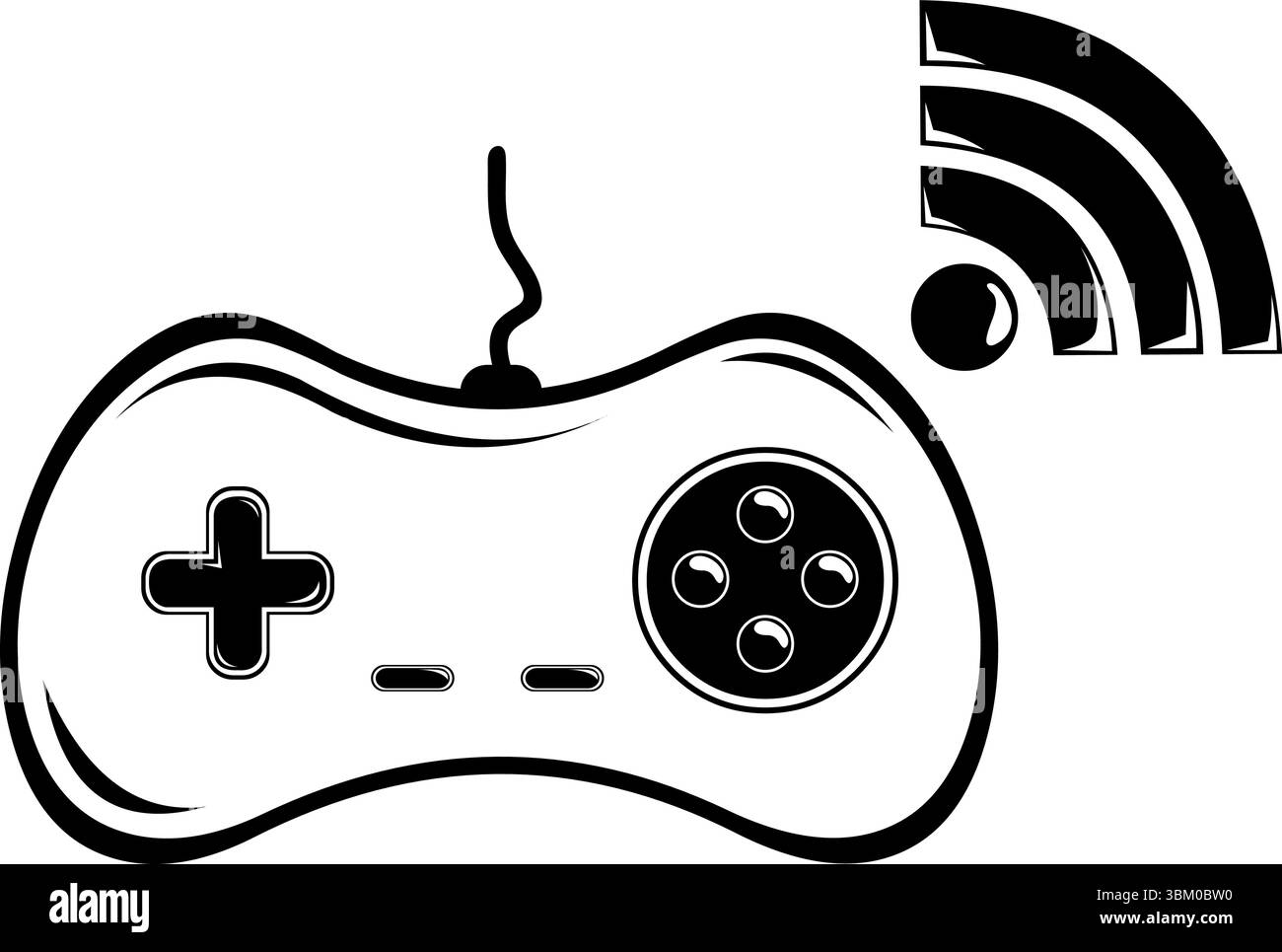vector illustration drawing black and white icon video game online ...