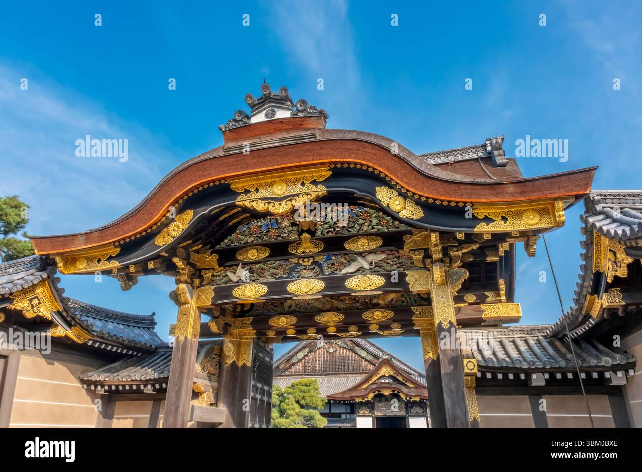 Ornately decorated gate, Nijo Castle, Kyoto, Japan Stock Photo