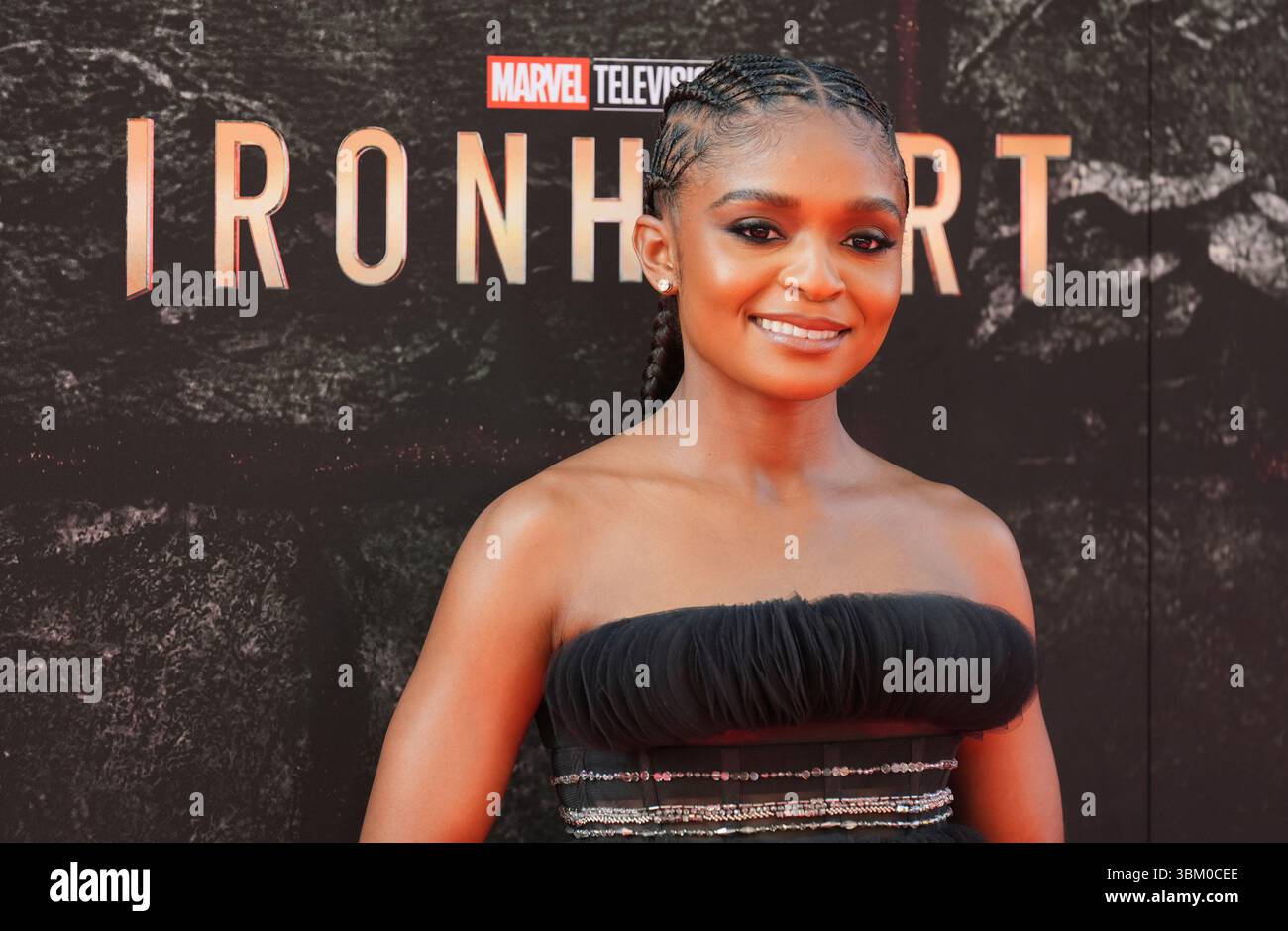 Dominique Thorne, a cast member in "Ironheart," poses at the premiere