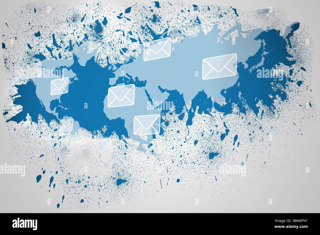 Splash on wall revealing email graphic Stock Photo
