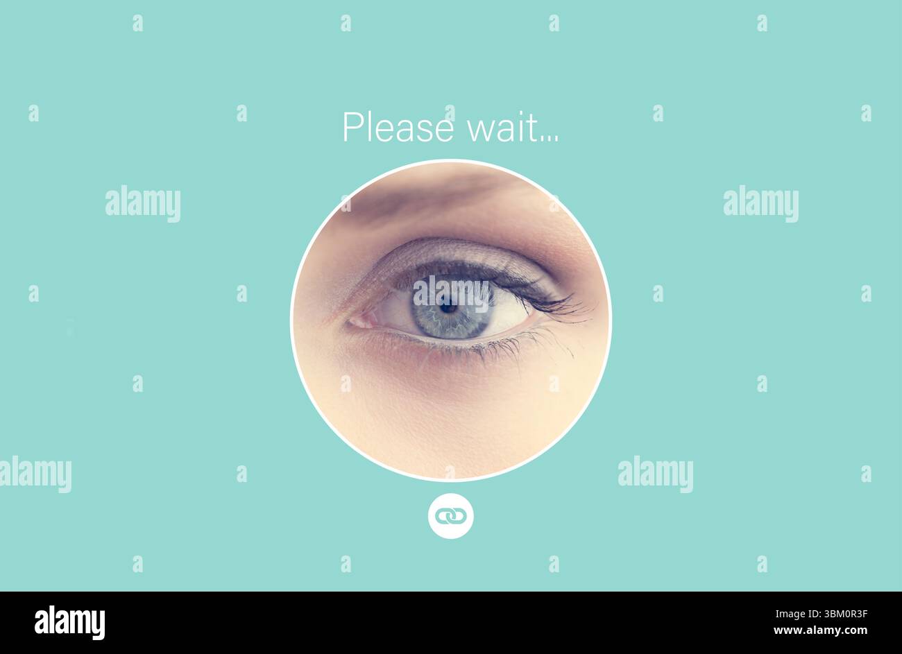 Female eye is being shown in flat UI, featuring circular frame, 