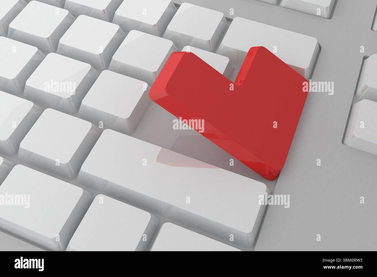 White keyboard with red key Stock Photo - Alamy