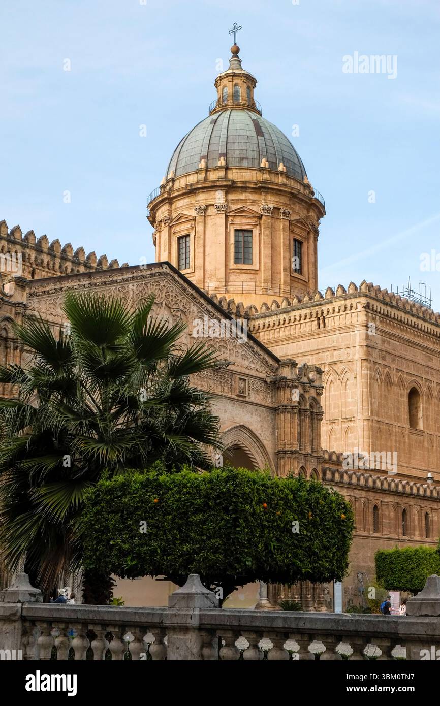 Palermo, Sicily. Exterior of the Cathedral of Palermo. Arab Norman architecture. Stock Photo
