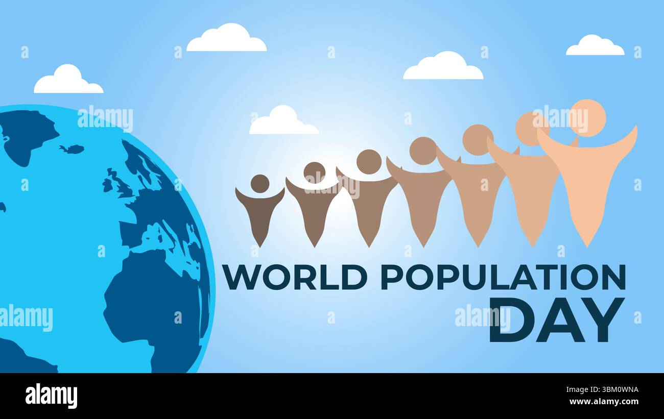 World Population Day Background Vector illustration, flat design banner template Stock Vector