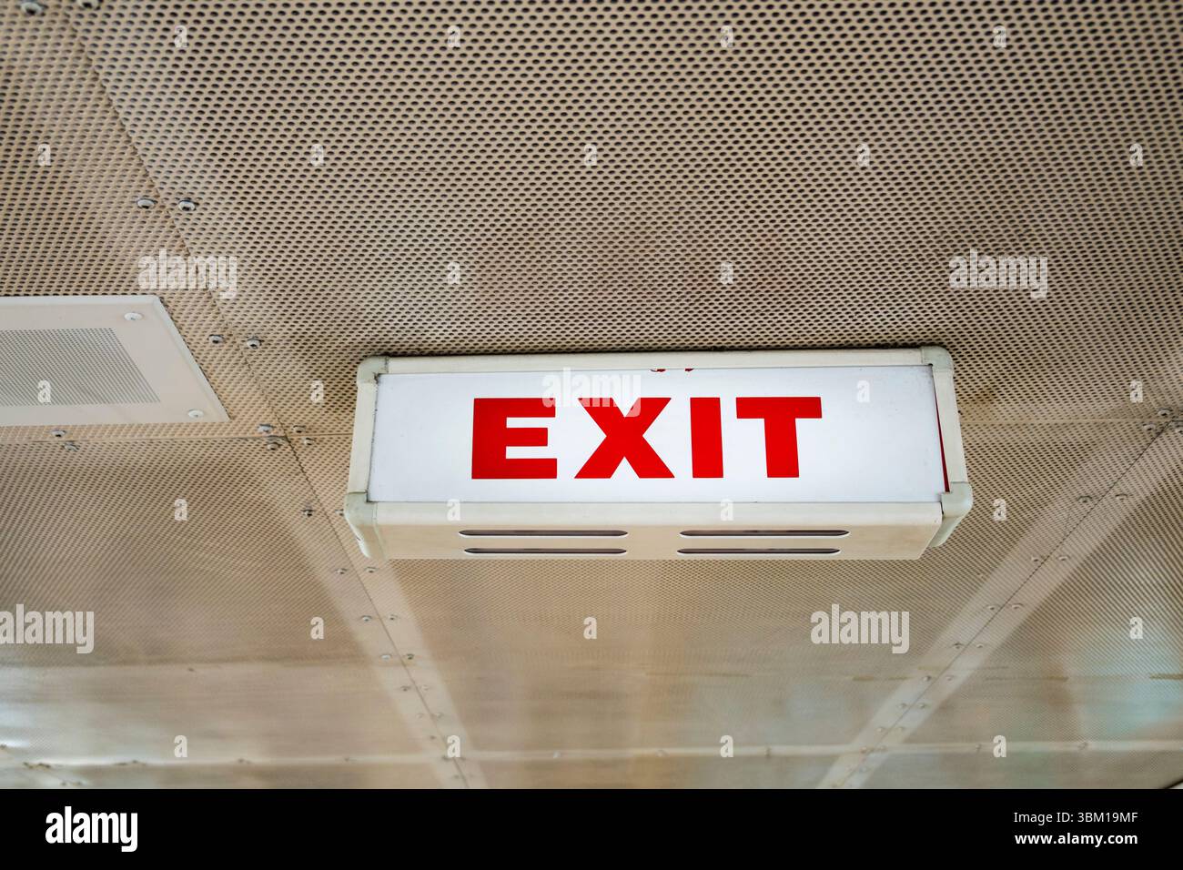 Exit sign on passenger ferry, Seattle, Washington State, USA. Stock Photo