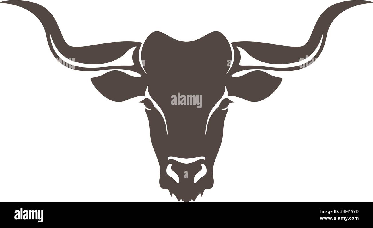 Bull Head Logo Design Template Stock Vector