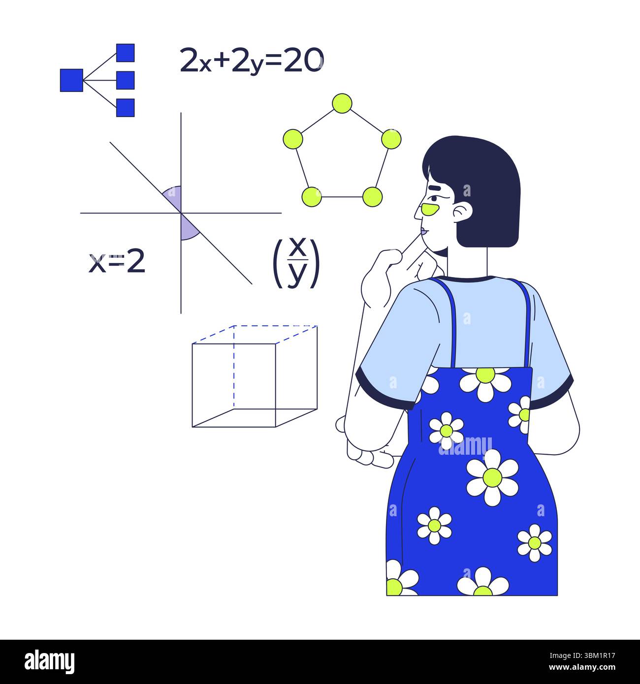 Learning mathematics for programming 2D illustration concept Stock Vector