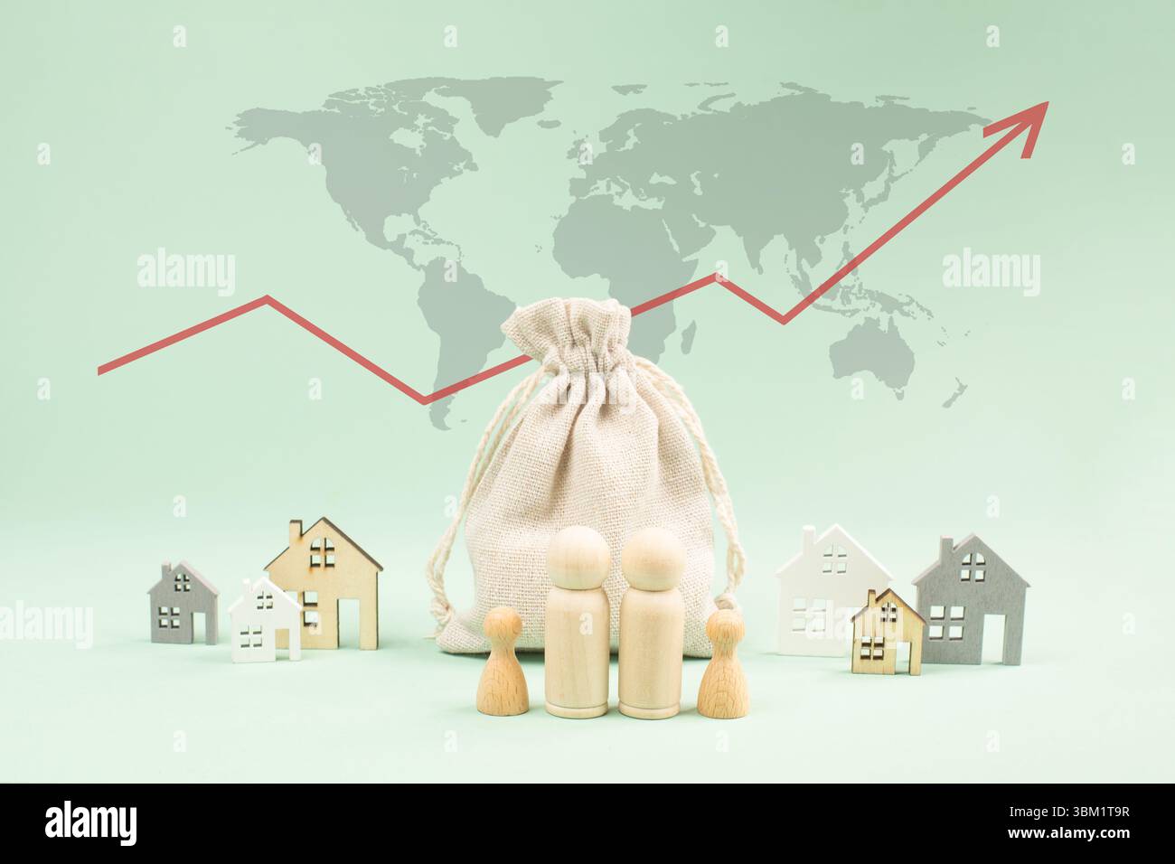 Increase costs of living, inflation, housing shortage, family house, mortgage rate, bank loan,  real estate and insurance concept, investment in prope Stock Photo