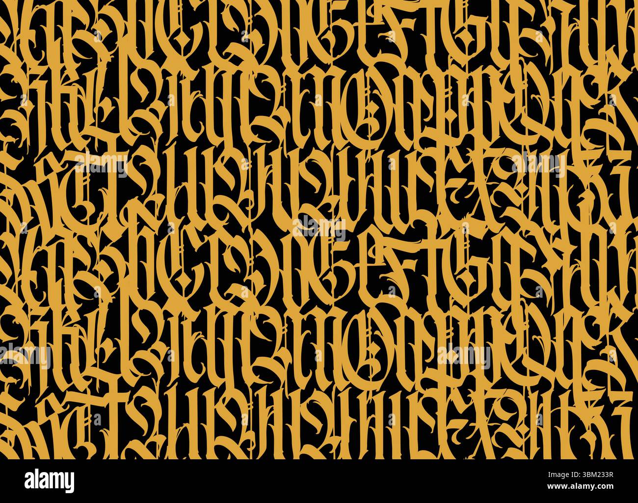 Pattern, ornament in the Gothic style. Vector. Alphabet. Symbols are black on a white background. Calligraphy and lettering. Medieval Latin letters. L Stock Vector