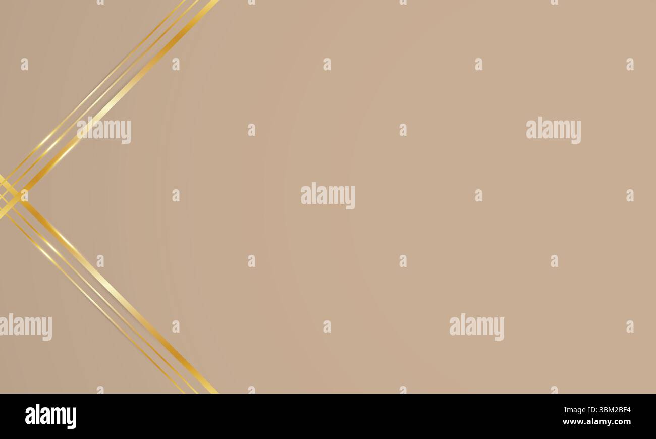Abstract beige background with geometric low poly golden lines, empty space Stock Vector