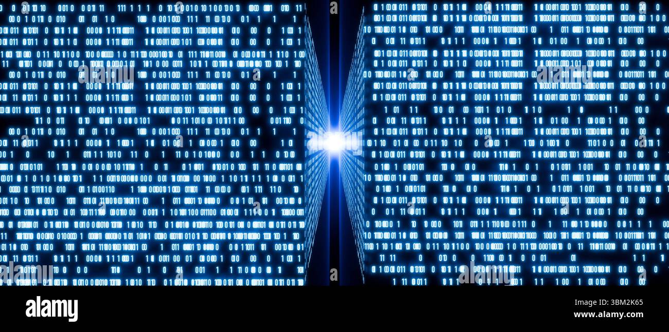 Big data, binary code, floating zeros and ones, futurisitc space. Big ...