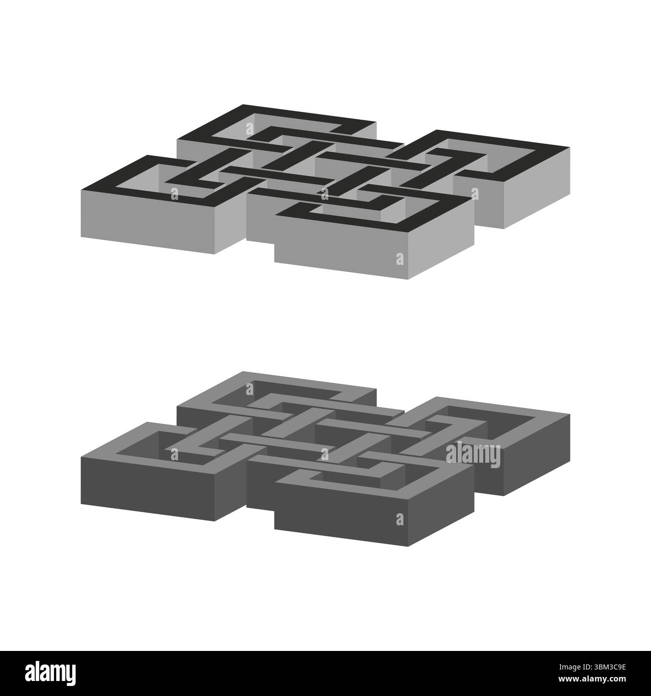 Interlocking tile blocks. Isometric pattern design. Geometric shape ...