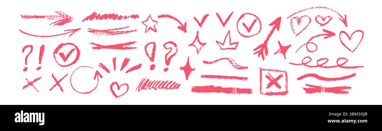 Hand-drawn doodle elements for creative annotation and decorative use in designs Stock Vector