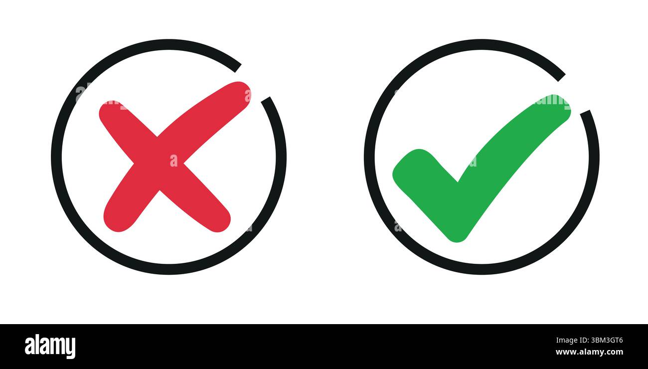 Green check mark, red cross mark icon set Stock Vector Image & Art - Alamy