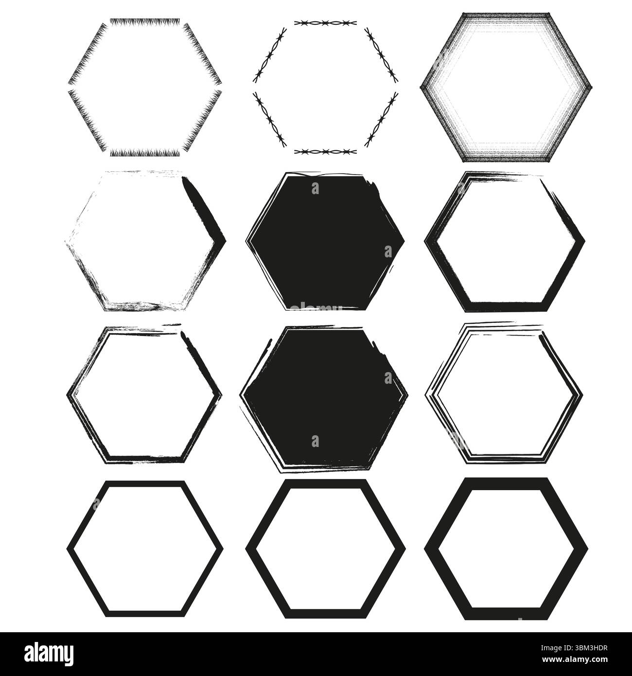 Hollow hexagon frames. Geometric shape outline. Minimalist pattern ...