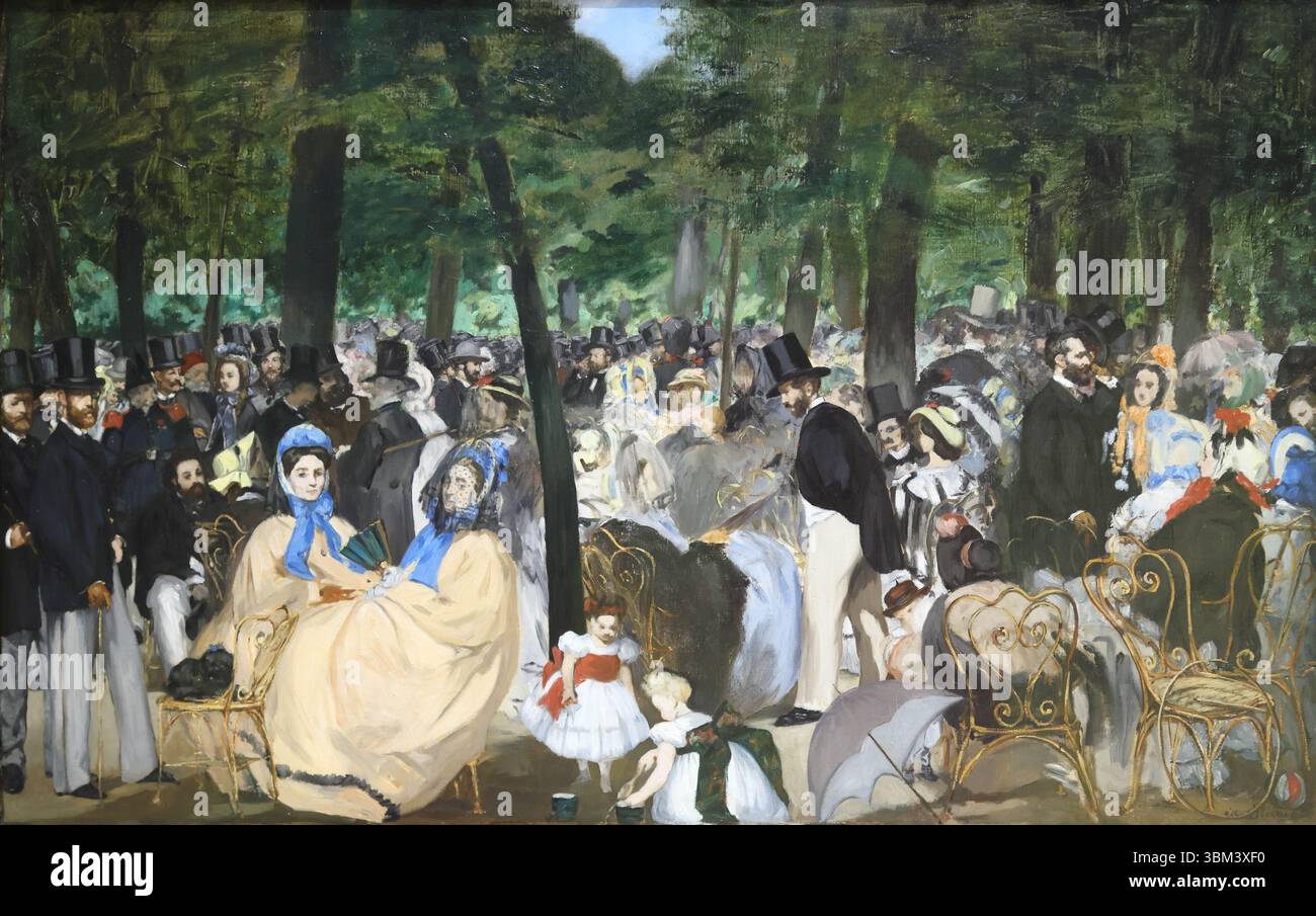 Music in the Tuileries Gardens by French Impressionist painter Edouard ...