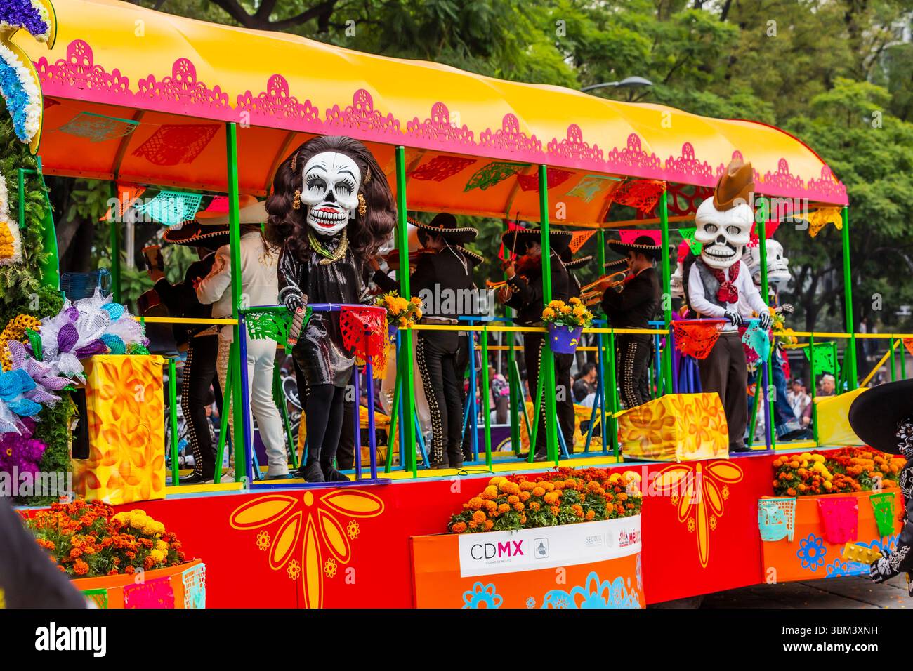 Mexican skulls during the Day of the Dead parade Stock Photo
