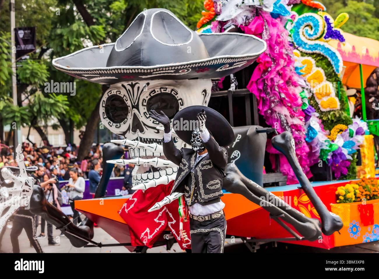 Mexican skulls during the Day of the Dead parade Stock Photo