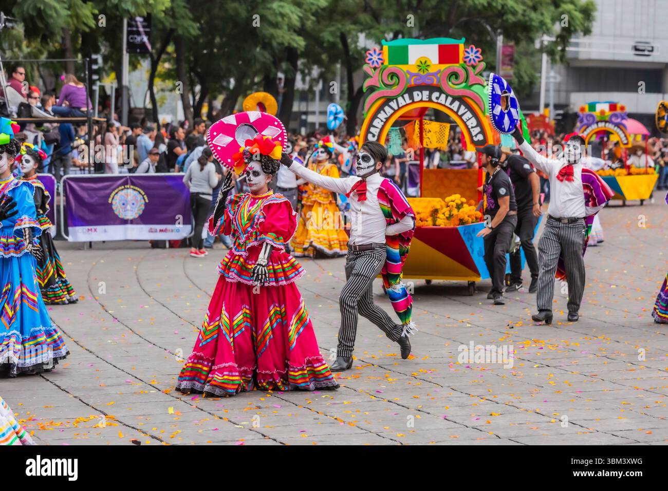 Mexican skulls during the Day of the Dead parade Stock Photo