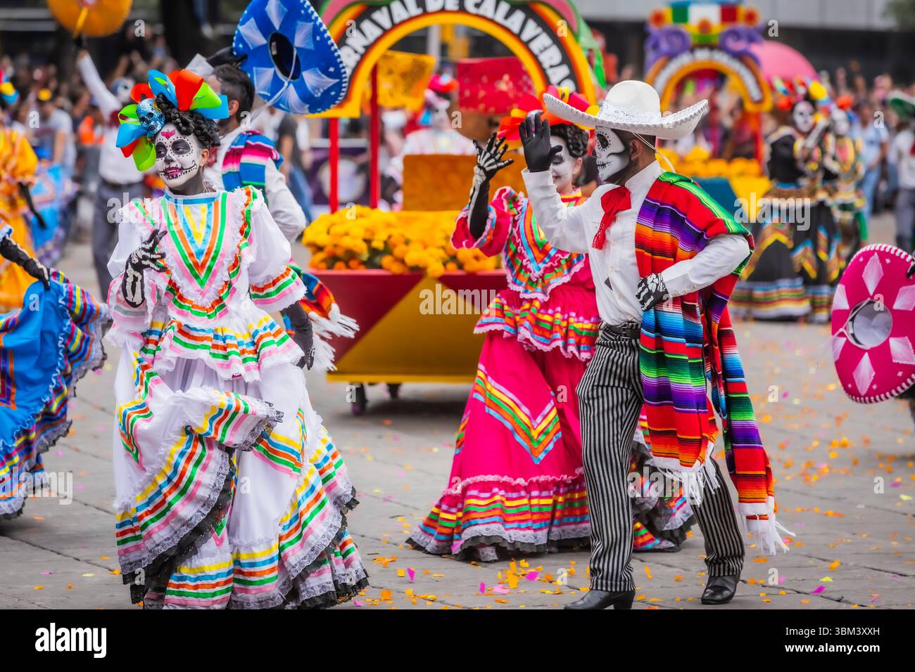 Mexican skulls during the Day of the Dead parade Stock Photo