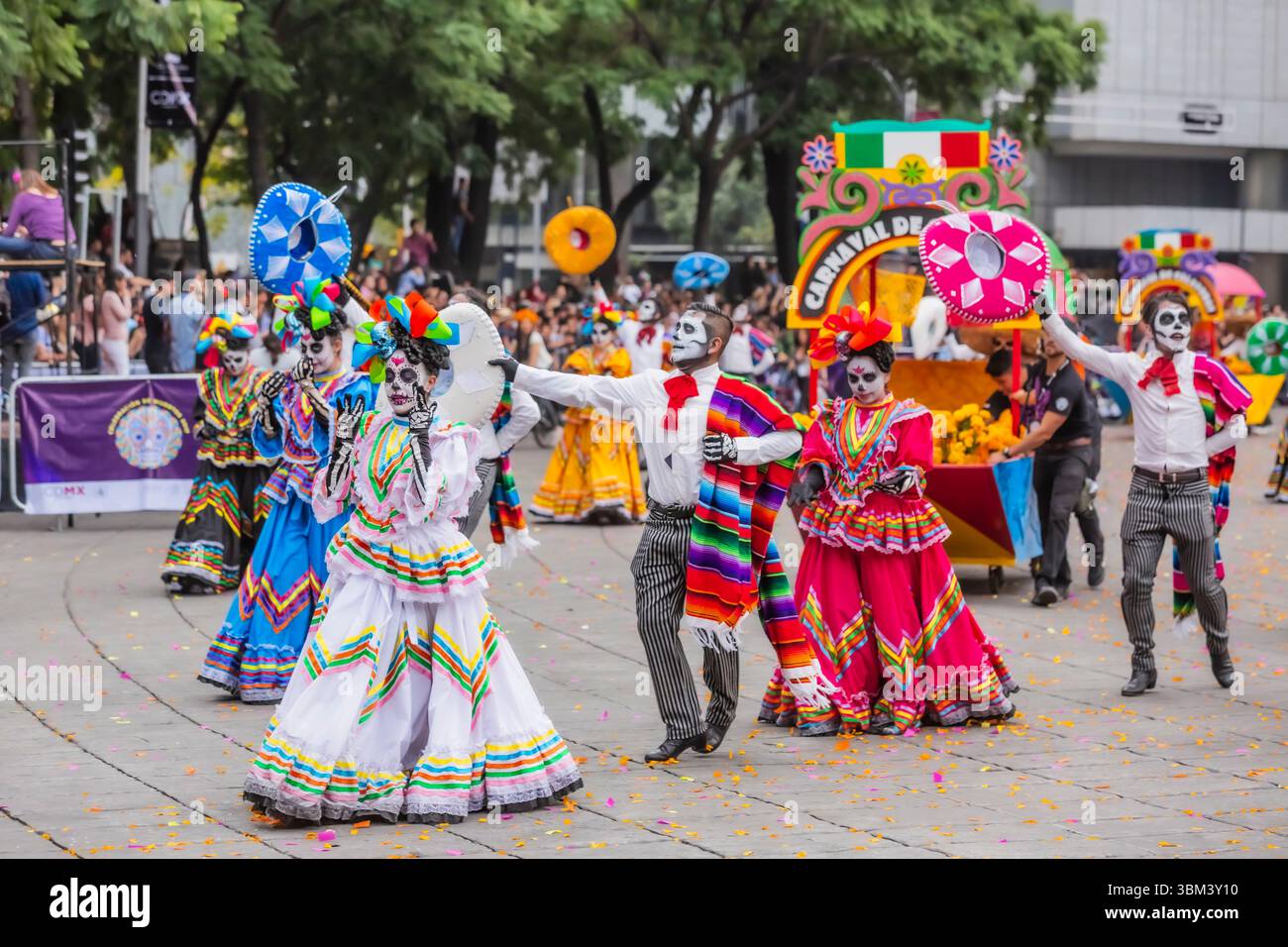 Mexican skulls during the Day of the Dead parade Stock Photo