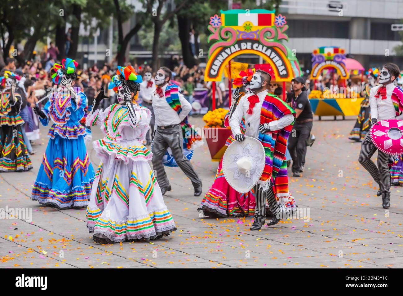 Mexican skulls during the Day of the Dead parade Stock Photo