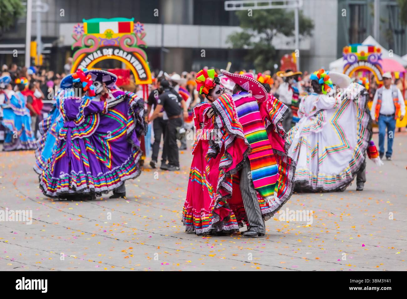 Mexican skulls during the Day of the Dead parade Stock Photo