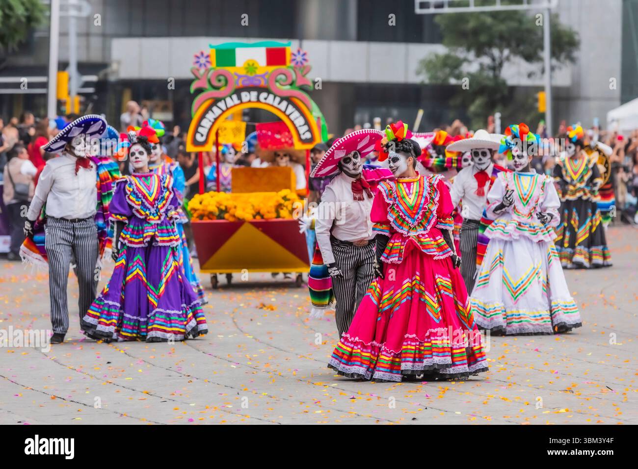 Mexican skulls during the Day of the Dead parade Stock Photo