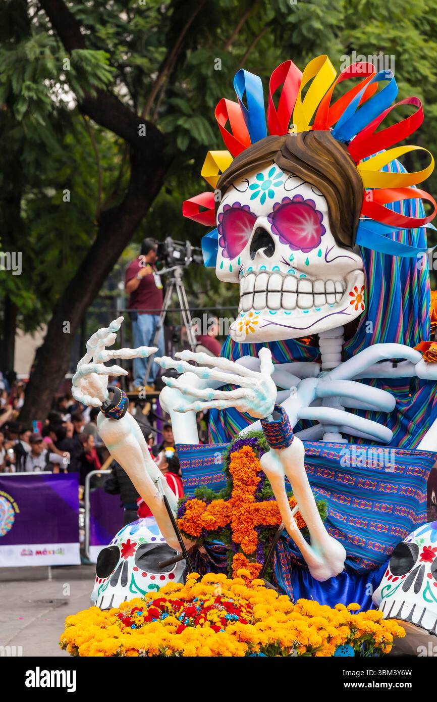 Mexican skulls during the Day of the Dead parade Stock Photo