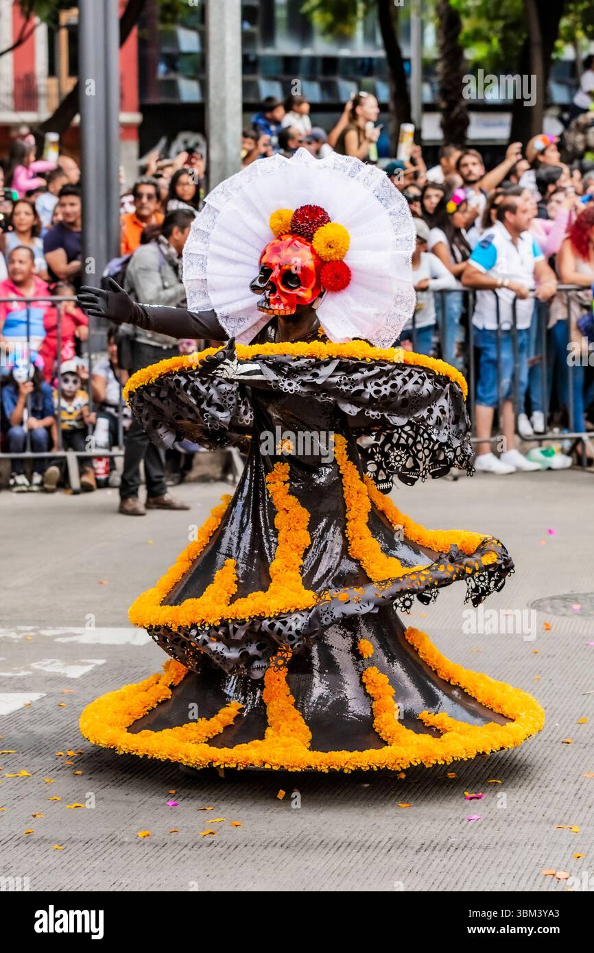 Mexican skulls during the Day of the Dead parade Stock Photo