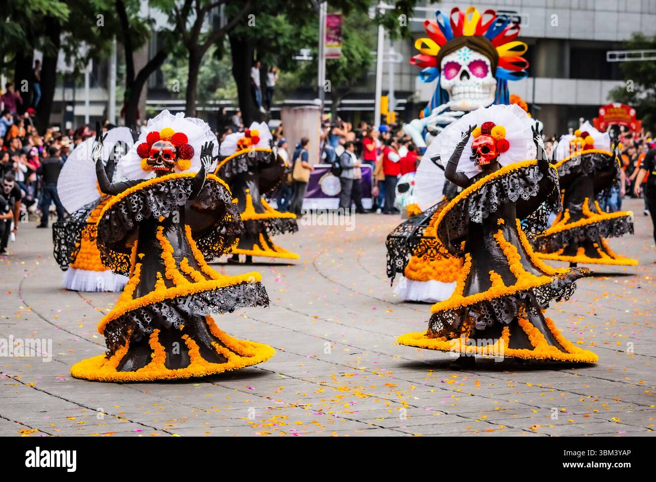 Mexican skulls during the Day of the Dead parade Stock Photo