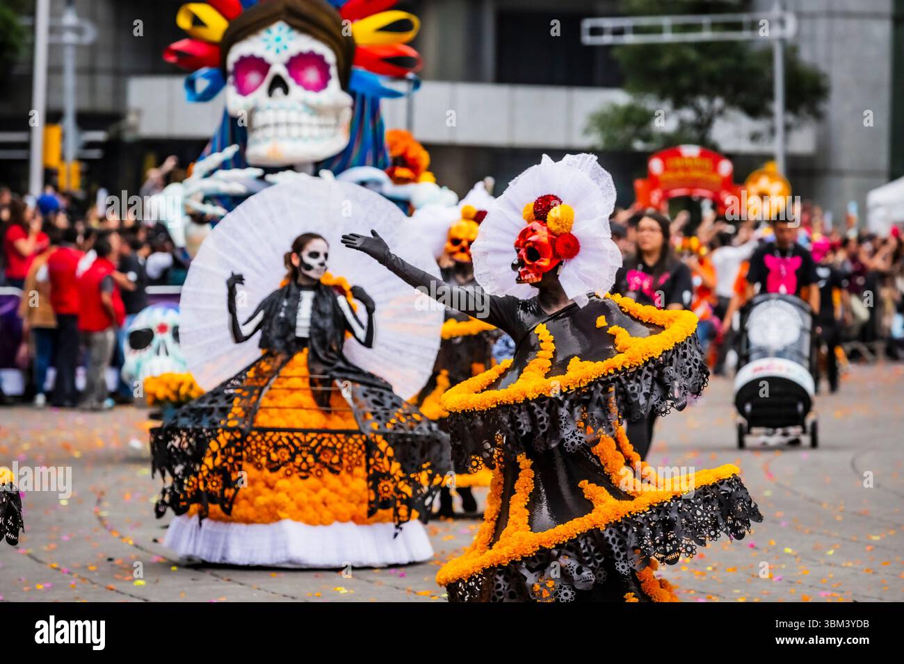 Mexican skulls during the Day of the Dead parade Stock Photo