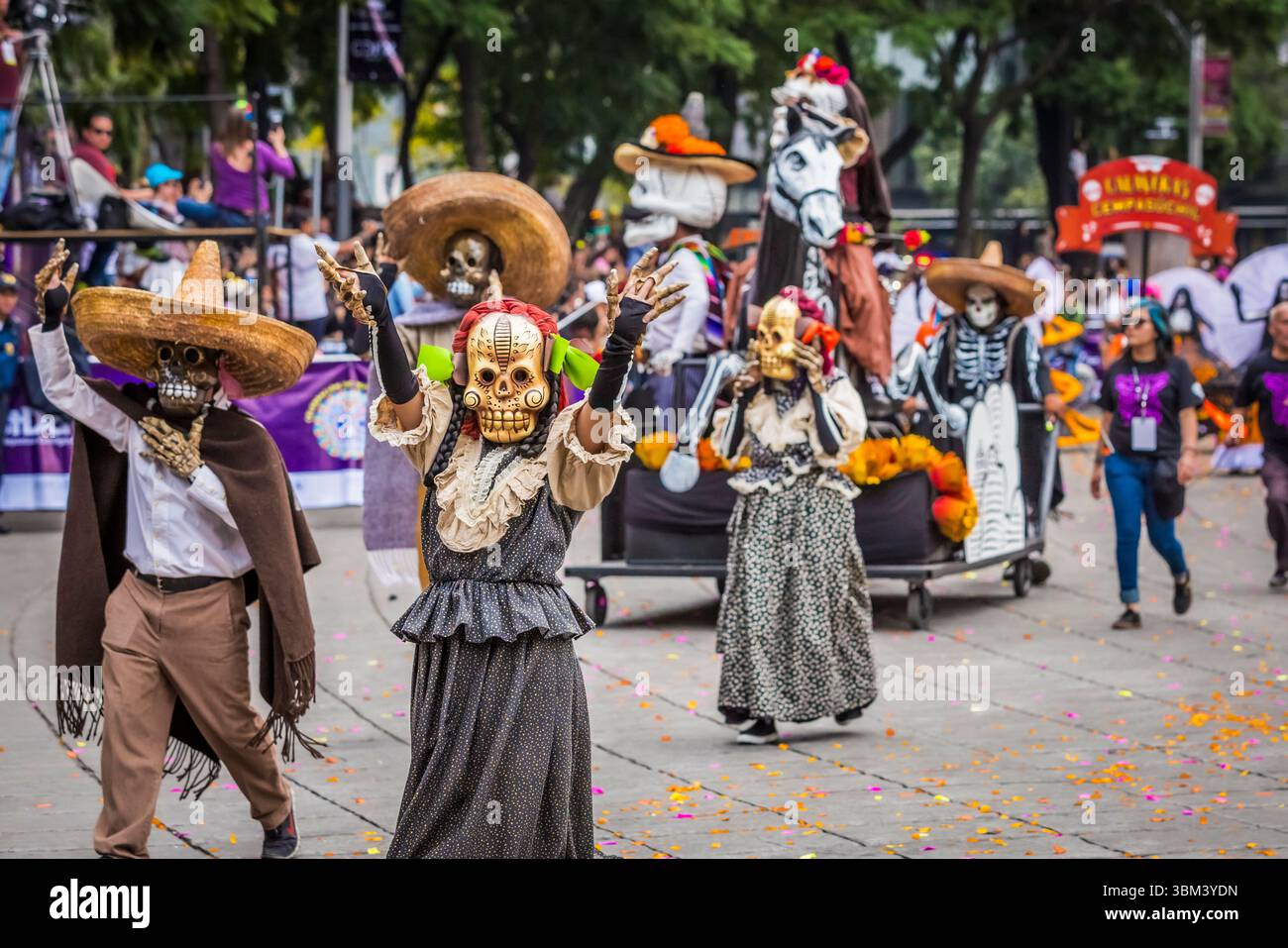 Mexican skulls during the Day of the Dead parade Stock Photo
