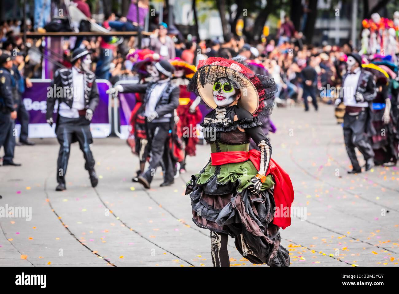 Mexican skulls during the Day of the Dead parade Stock Photo