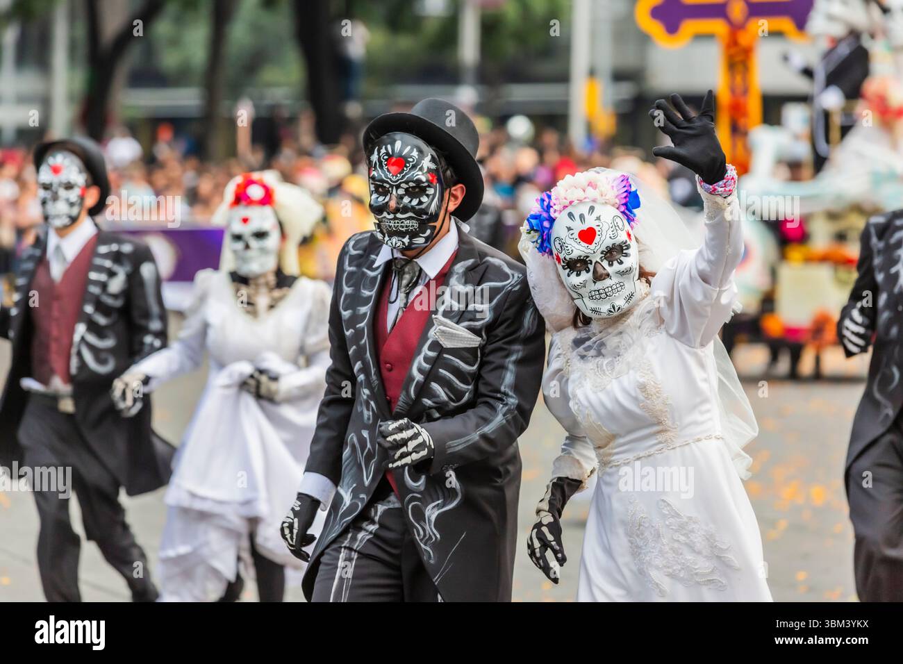 Mexican skulls during the Day of the Dead parade Stock Photo