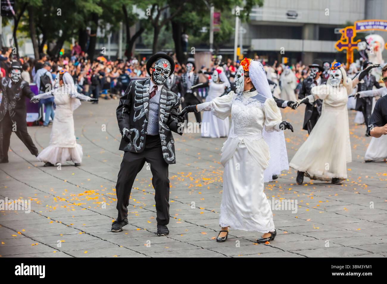 Mexican skulls during the Day of the Dead parade Stock Photo
