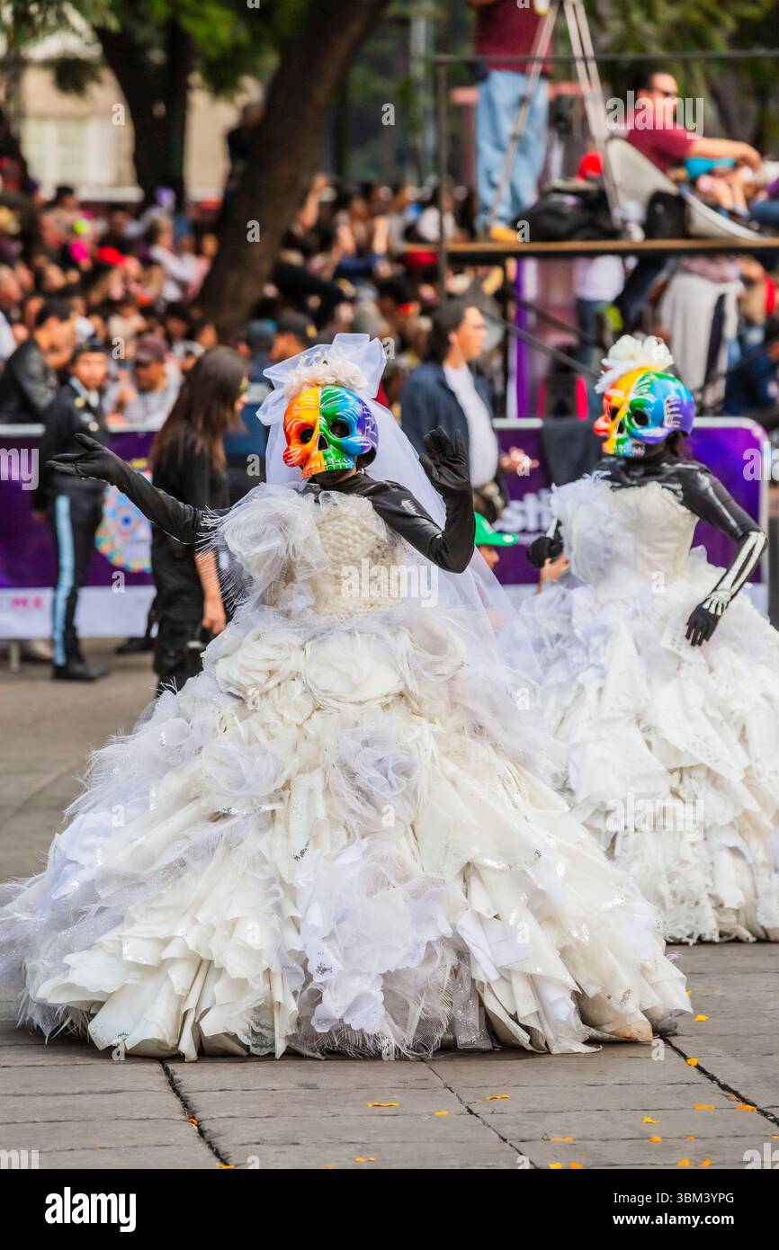 Mexican skulls during the Day of the Dead parade Stock Photo