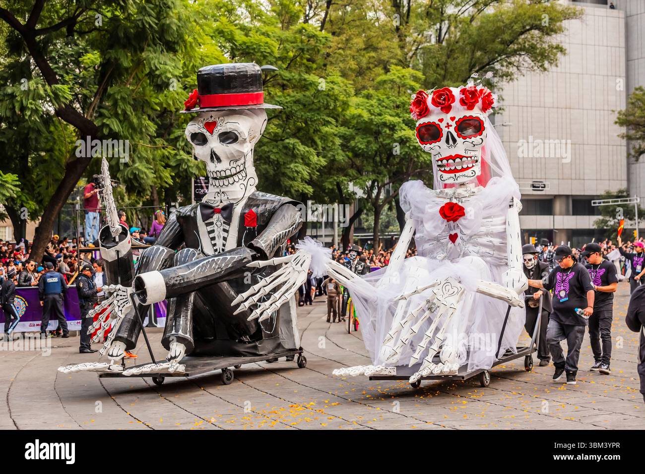 Mexican skulls during the Day of the Dead parade Stock Photo
